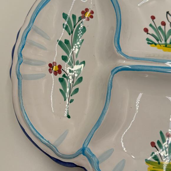 Deruta Italian HandPainted Geese Divided Platter 13.5x9.5 · Blue/White - Picture 4 of 10